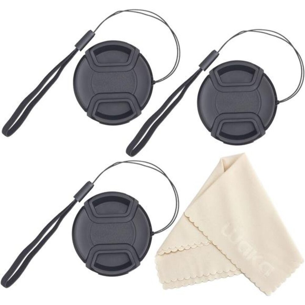 3 Pack 55mm Center Pinch Lens Cap Cover